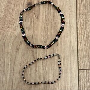 2pk Beaded Choker & Ankle Bracelet